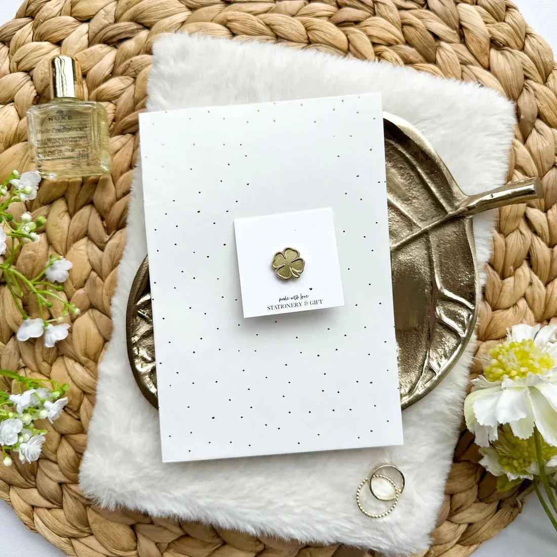 Amiek Mini Klavertje 4 pin goud geluk