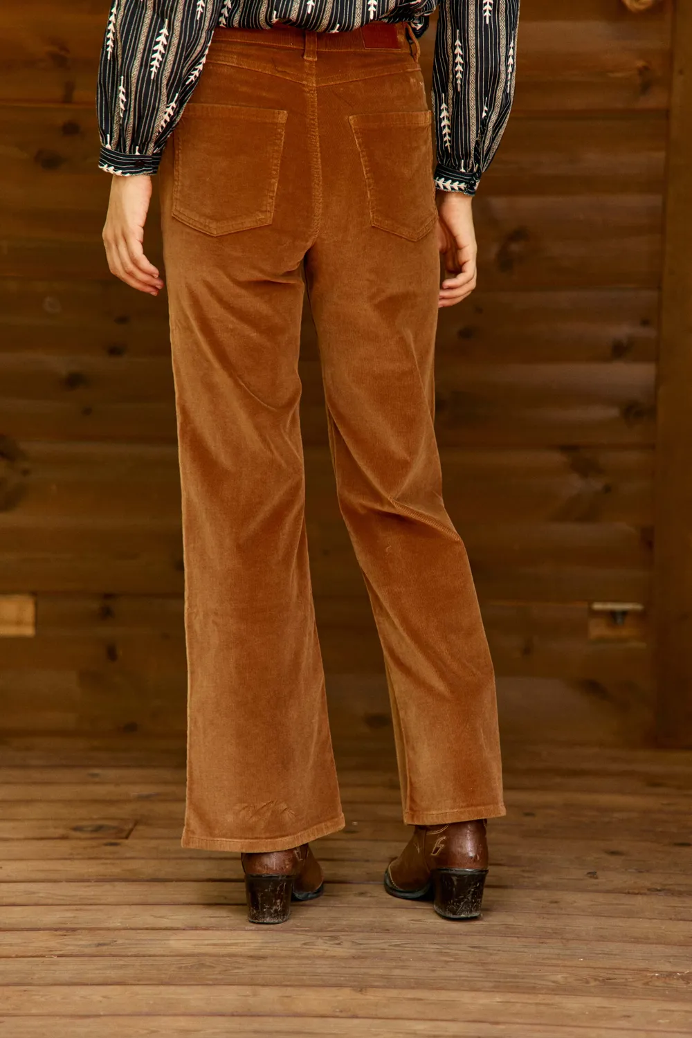 La Petite Etoile Peyton broek camel flare corduroy