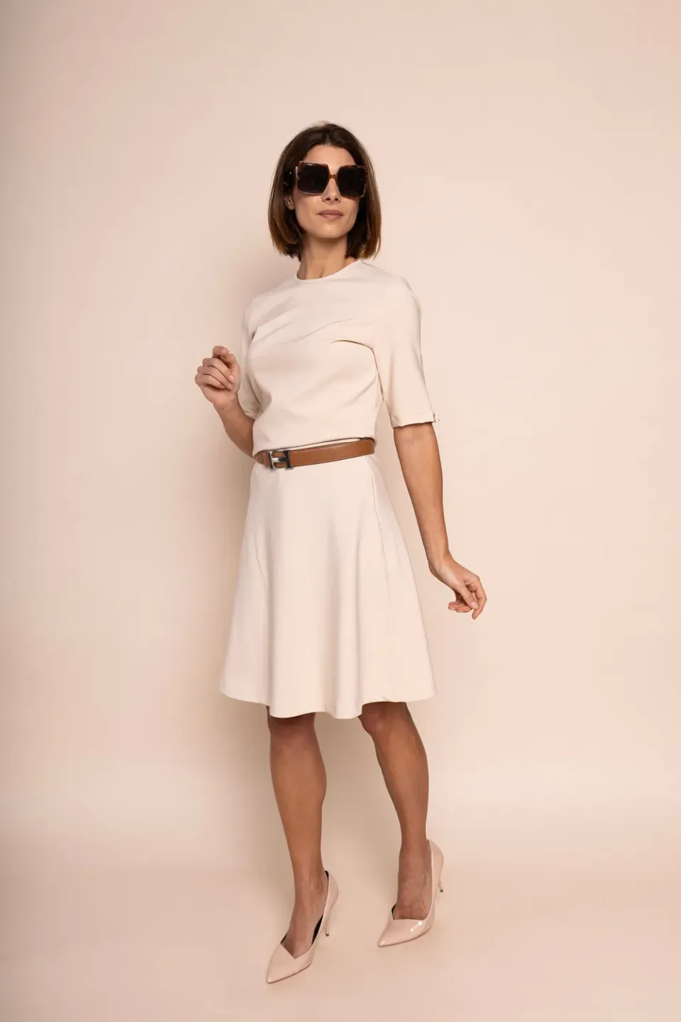 Laboutiek Flare Skirt rok zand stretch knielengte