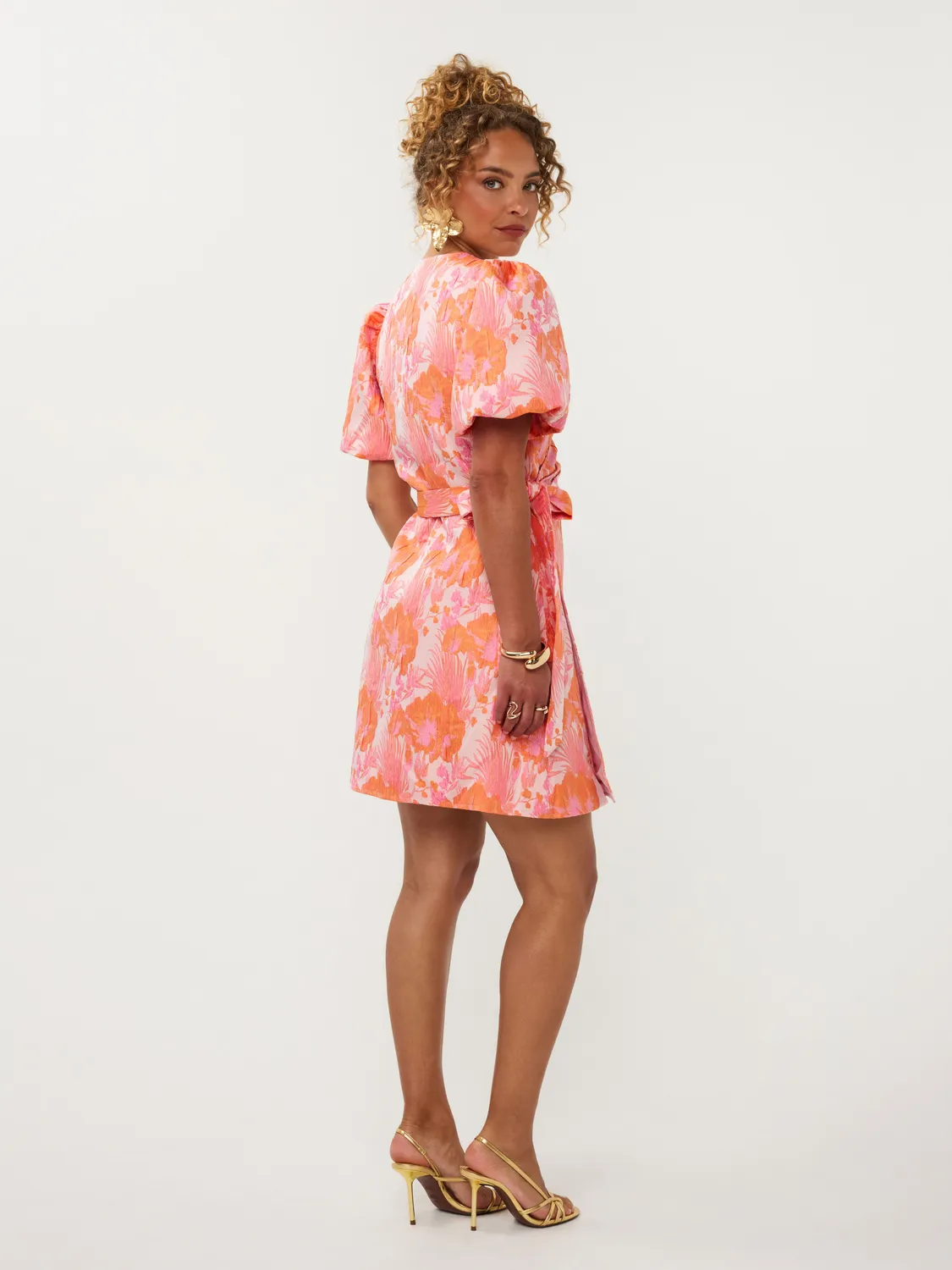Amiek Kelly jurk oranje jacquard maat S