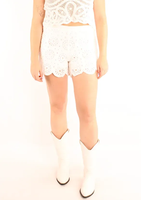 LOVEDRUNKY Boho short wit XS-M elastisch kant
