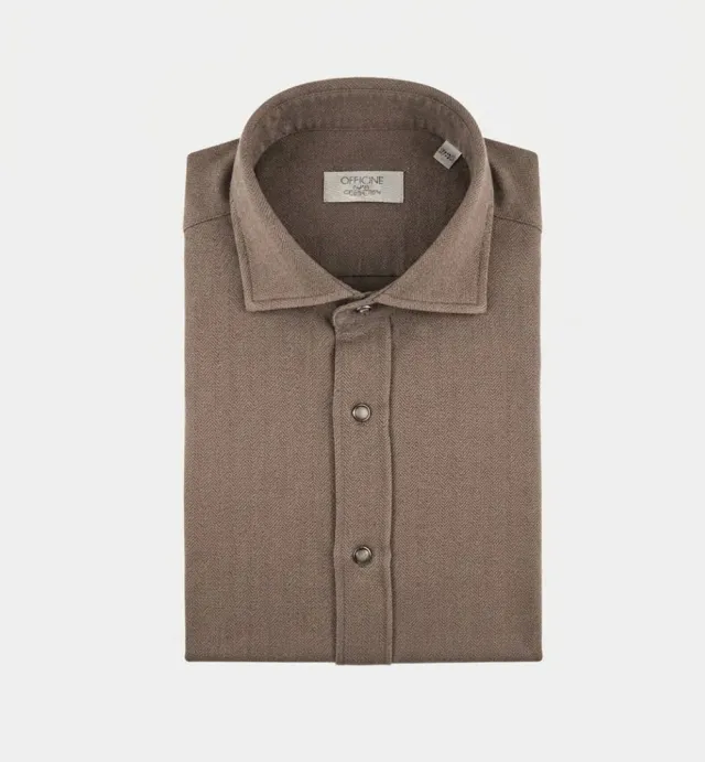 Officine Napoli Niko 1379 164 overhemd fango katoen