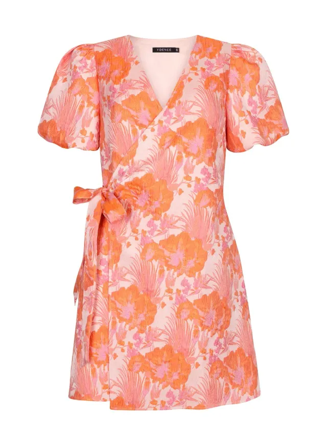 Amiek Kelly jurk oranje jacquard maat S