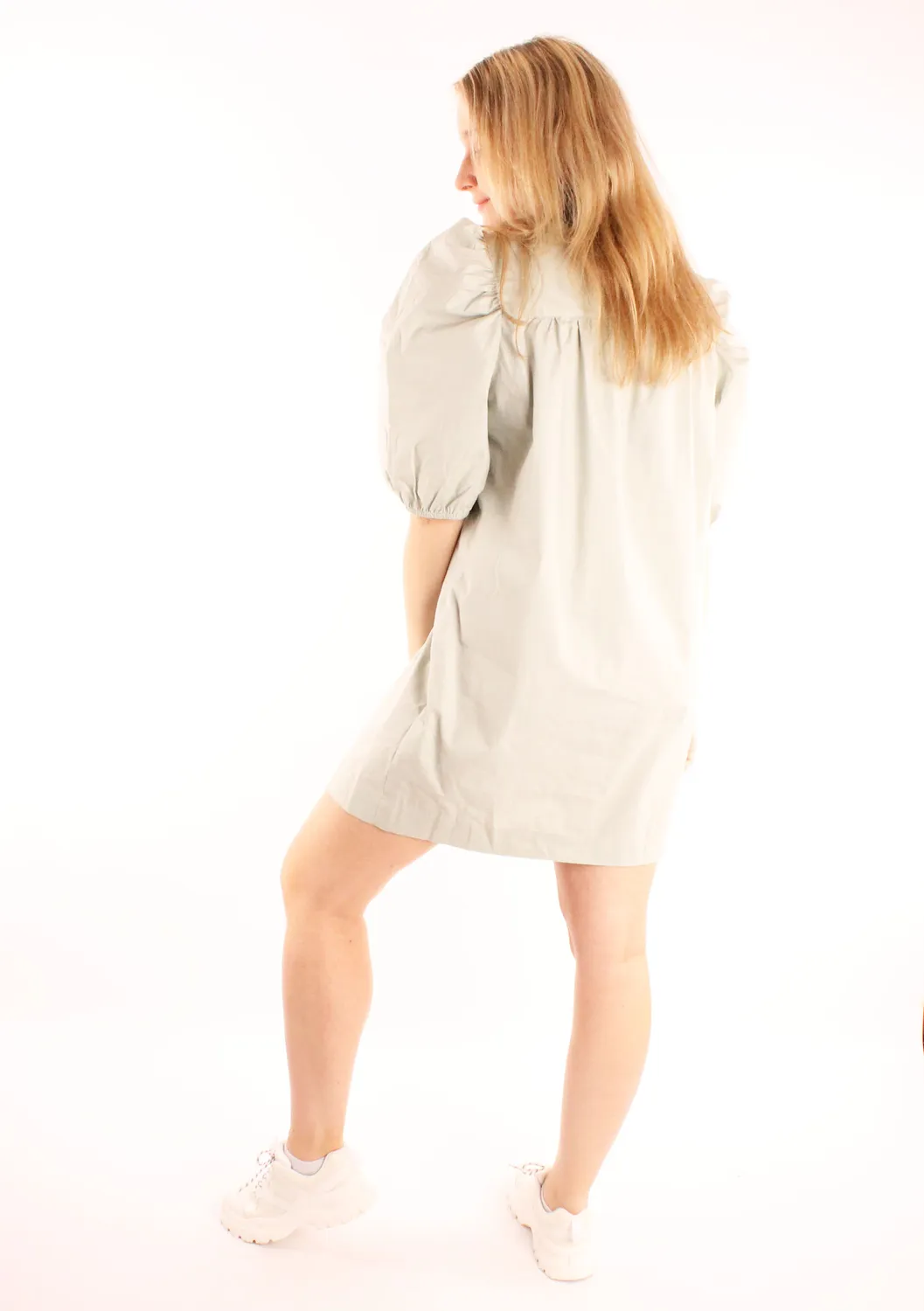 LOVEDRUNKY Blousejurk groen met pofmouwen