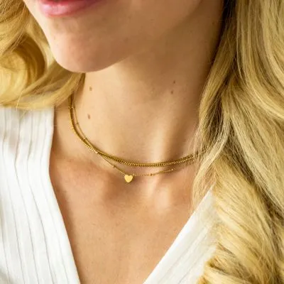Amiek Share Heart ketting staal goud 42 cm