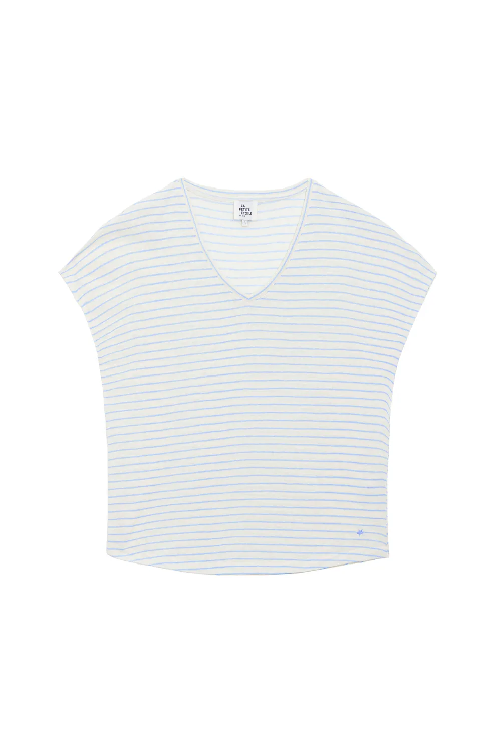 La Petite Etoile Marcelina mariniere shirt ecru ciel