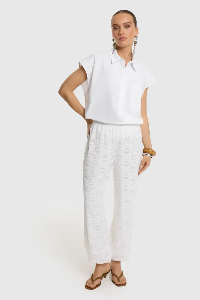 Amiek Ivy Balloon broek off white kant