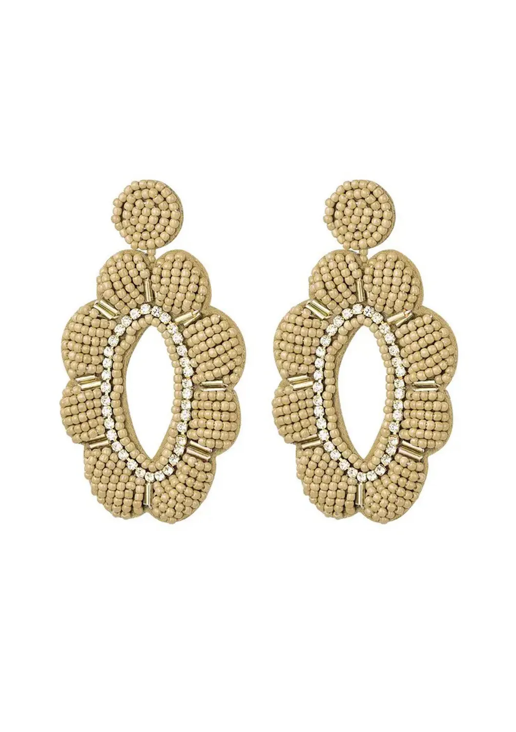 LOVEDRUNKY Beaded Flower oorbellen beige bloem