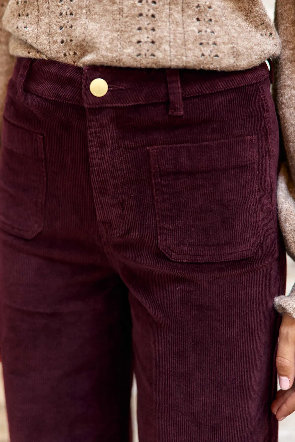 La Petite Etoile Atlanty wijde broek bordeaux ribfluweel