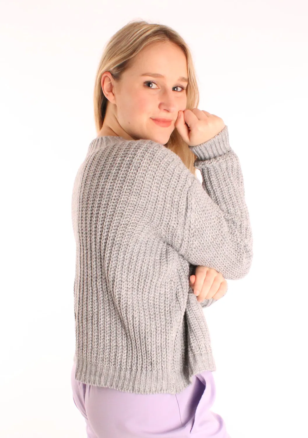LOVEDRUNKY Pockets sweater grijs one size zakken
