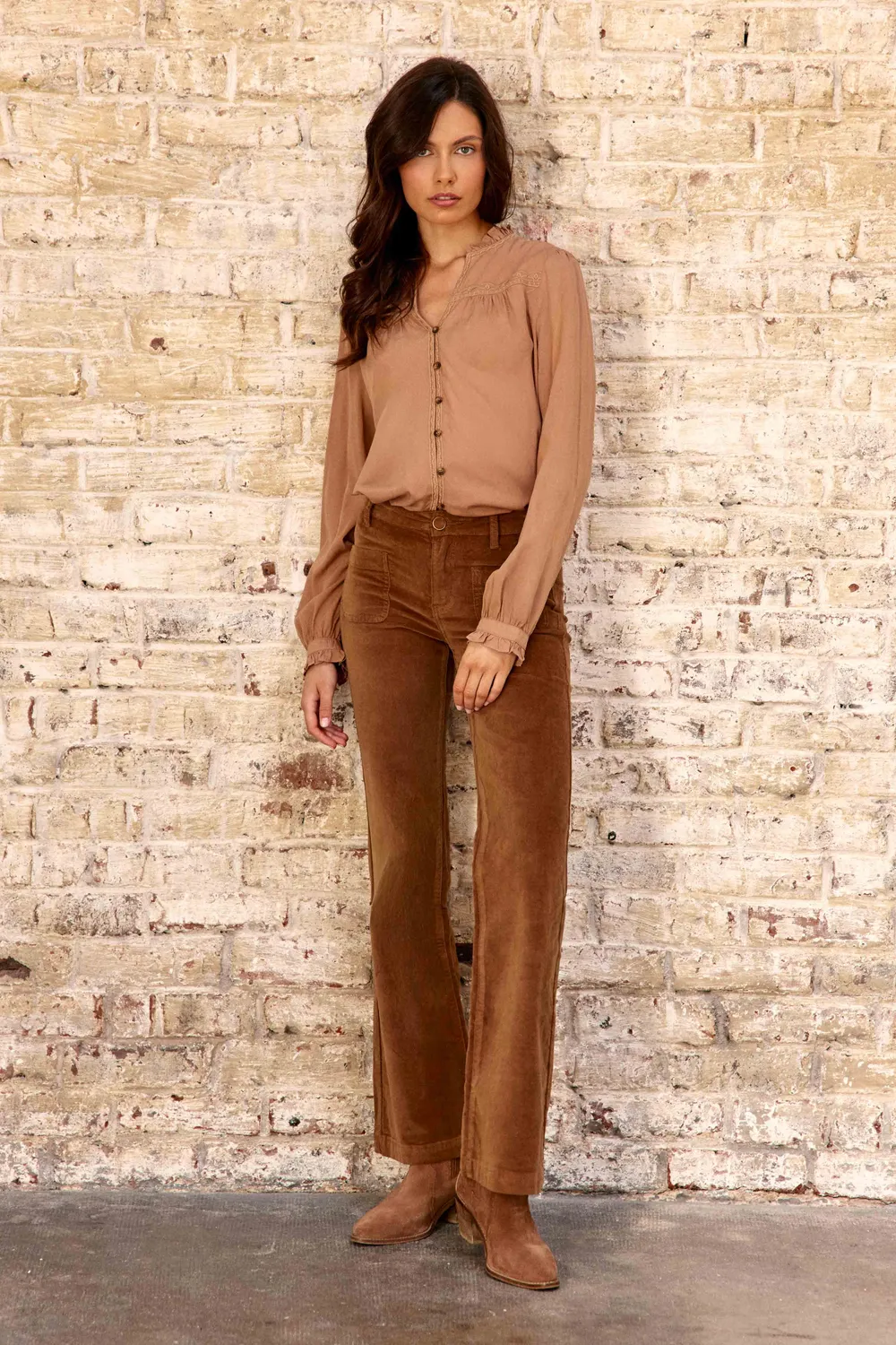 La Petite Etoile Bowen blouse camel borduursel