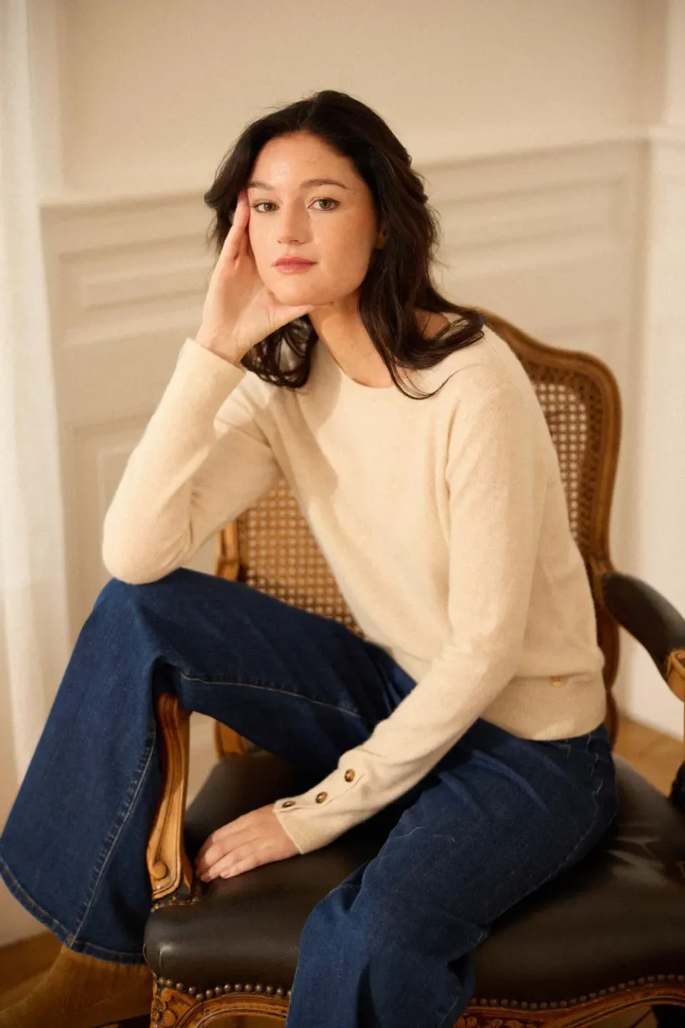 La Petite Etoile Melina trui kasjmier ecru recht