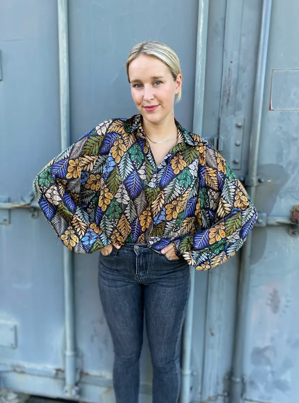 LOVEDRUNKY Print Shiny blouse multi met pofmouwen