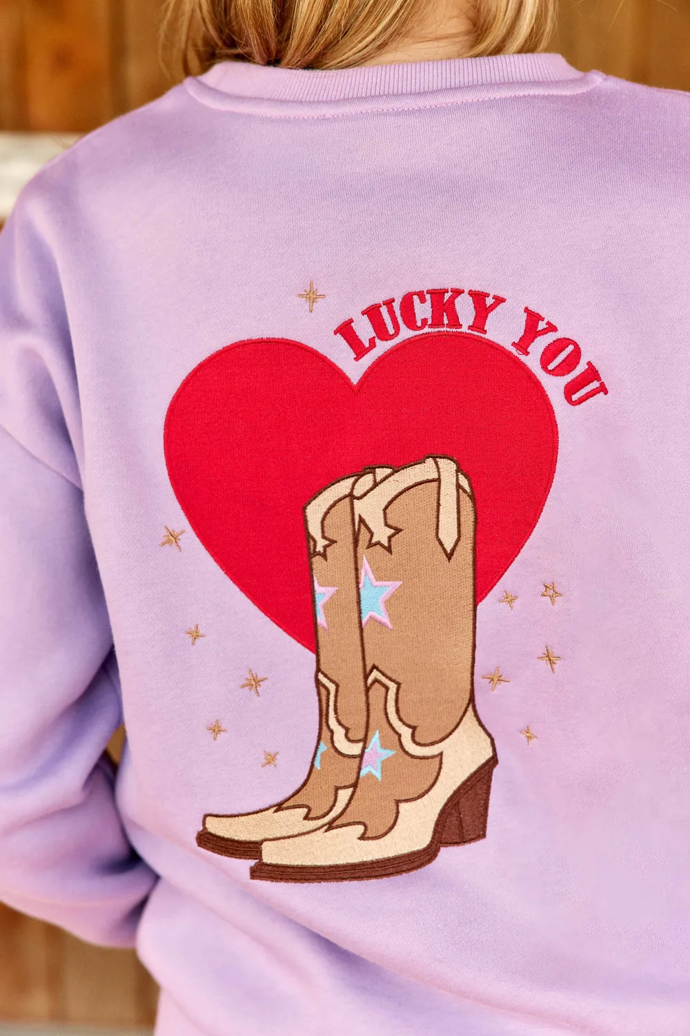 La Petite Etoile Tucky sweater parme borduursel