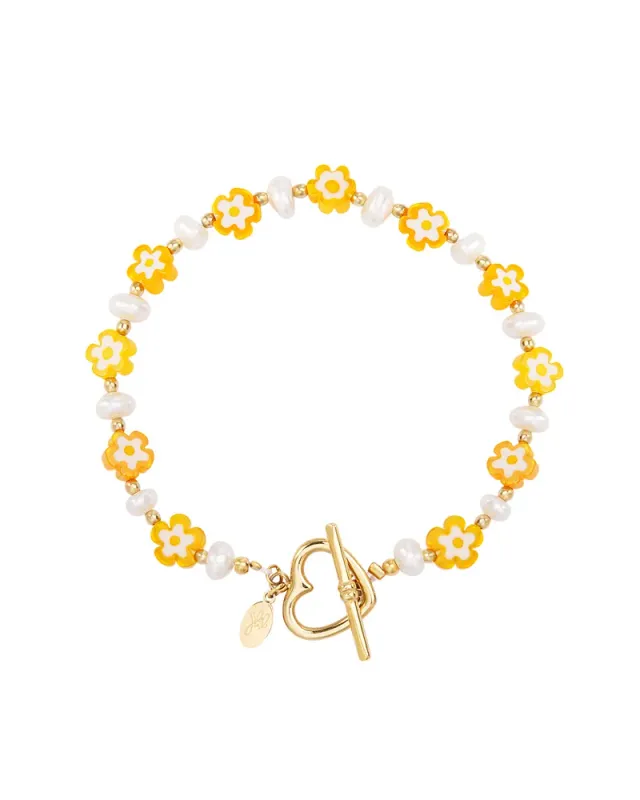 LOVEDRUNKY Flowers Beach armband Oranje 18 cm
