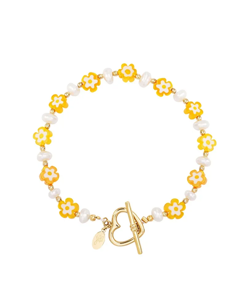 LOVEDRUNKY Flowers Beach armband Oranje 18 cm