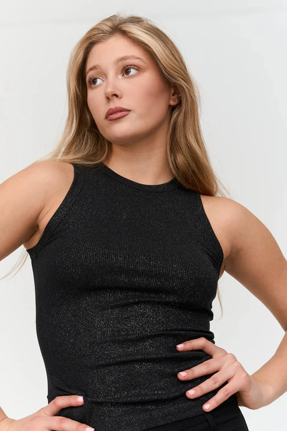 Amiek 24C Top Met Glitter top zwart viscose