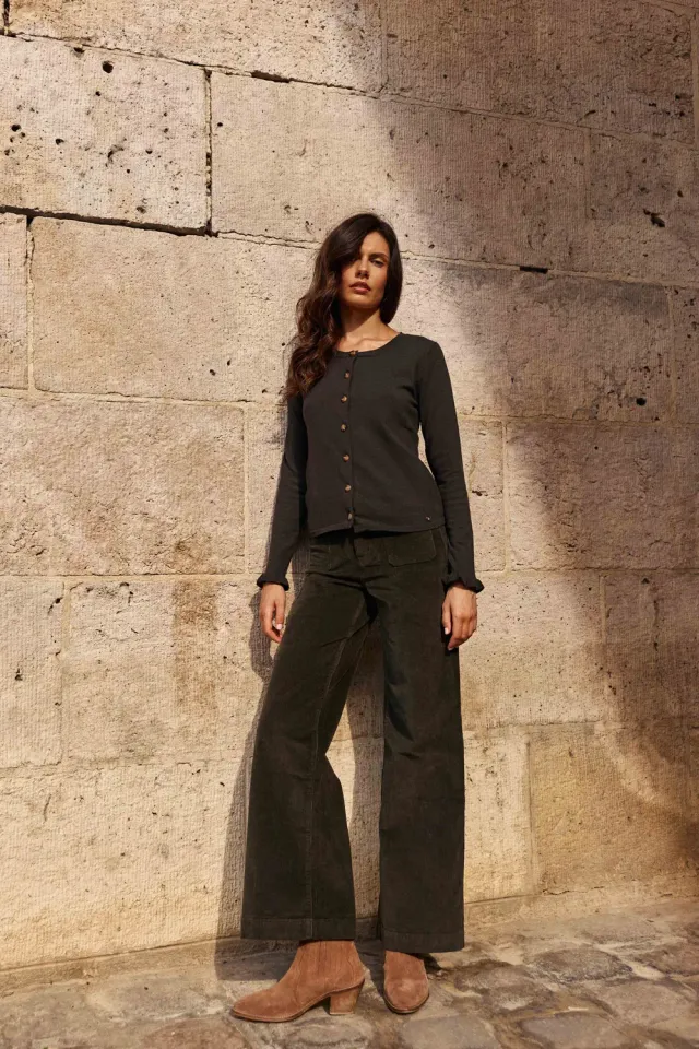 La Petite Etoile Atlanty broek kaki wijd ribfluweel