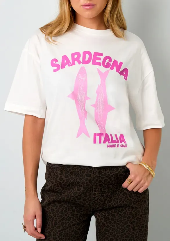 LOVEDRUNKY Sardegna T-shirt wit loose fit