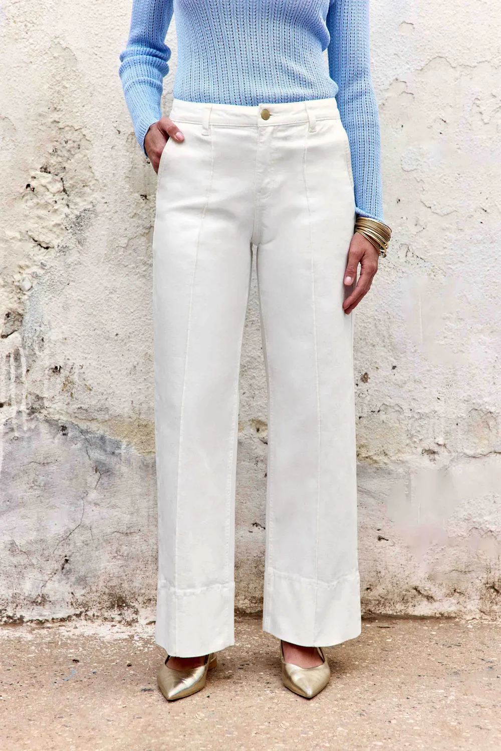 La Petite Etoile Paola rechte jeans wit hoge taille