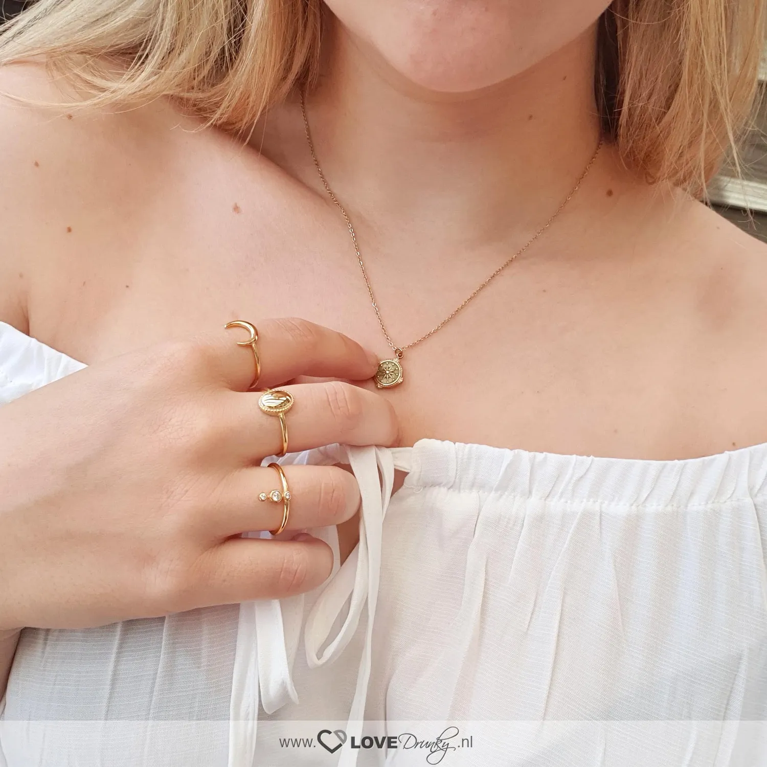 LOVEDRUNKY Leading Star ketting goud groen verstelbaar