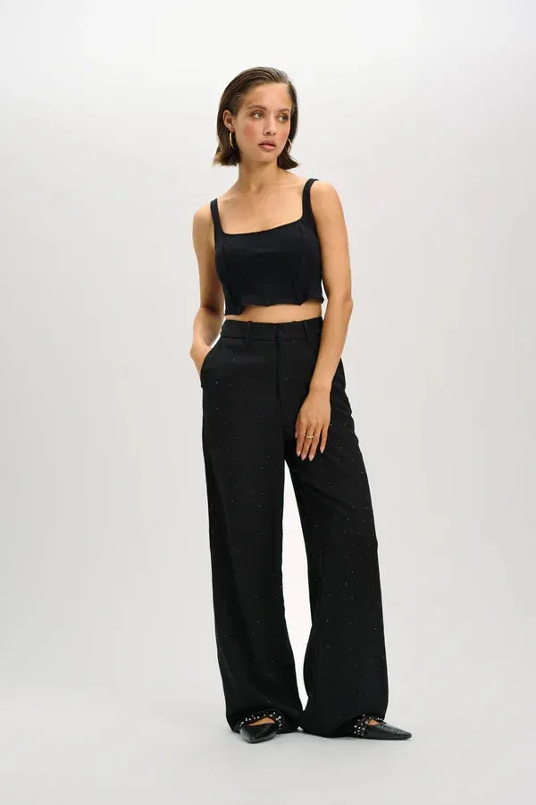 Amiek RF Pants Puck broek zwart met strass