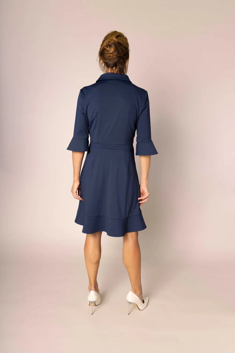 Laboutiek Ruffle Dress jurk marineblauw gevoerd