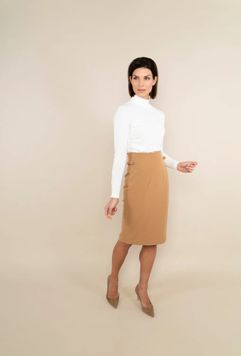 Laboutiek Pencil Skirt kokerrok camel taille