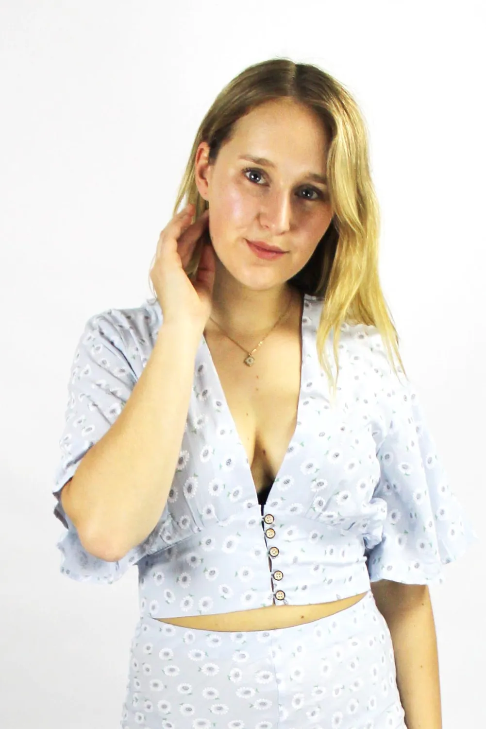 LOVEDRUNKY Leonie Top Leonie cropped top lichtblauw