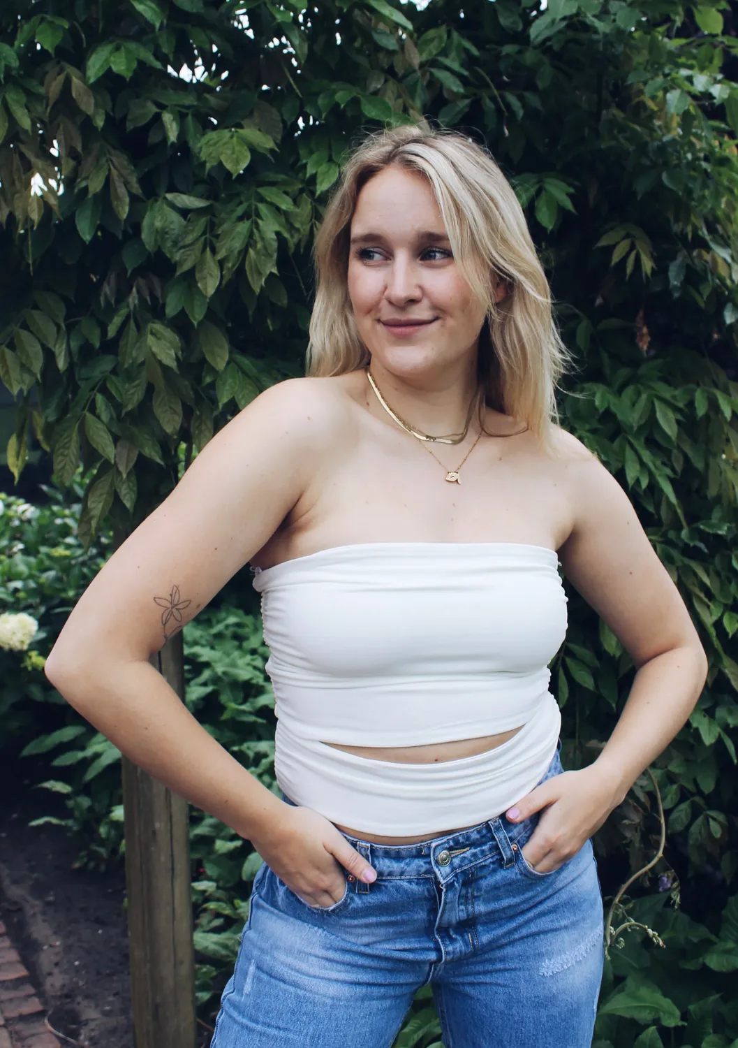 LOVEDRUNKY Cut Out tube top wit dubbele stof