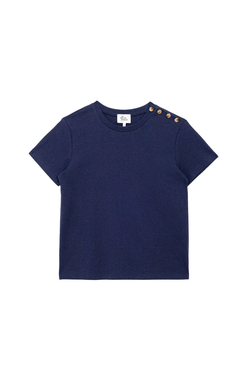 La Petite Etoile Taiga T-shirt marine katoen knoopschouder