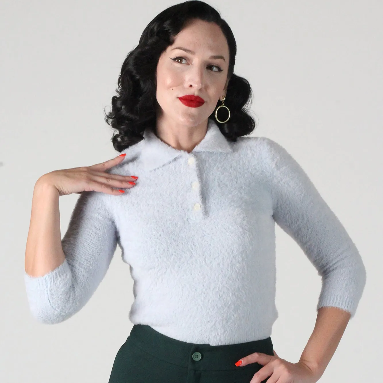 Tatyana Glenda Sweater trui zwart 3/4 mouw stretch