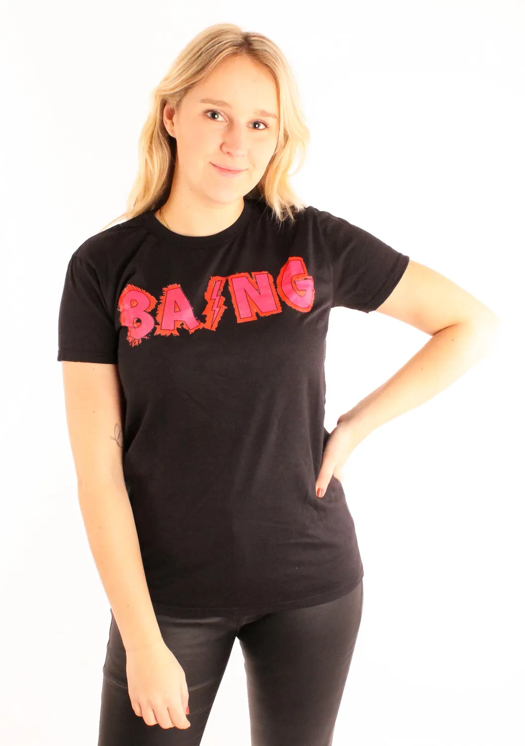 LOVEDRUNKY T-shirt Bang shirt zwart roze print