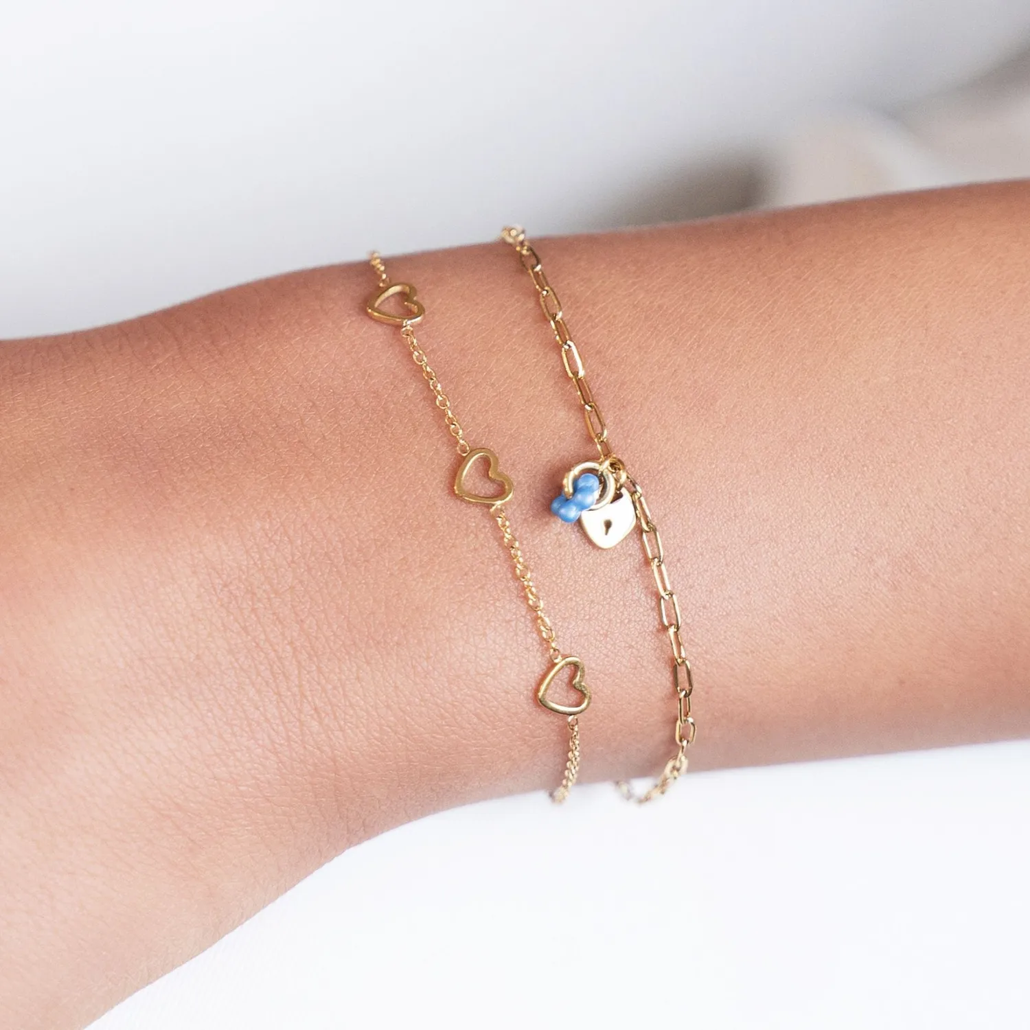 Amiek Open Hearts armband goud 20cm