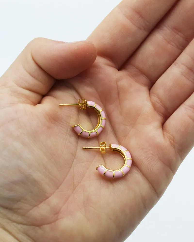 LOVEDRUNKY Wrap oorbel goud-roze 1,3 cm earparty