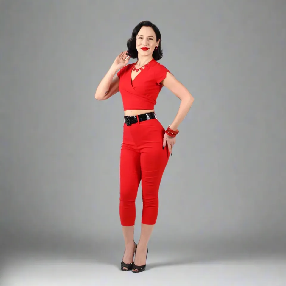Tatyana Luisa Capris capri rood high waist stretch