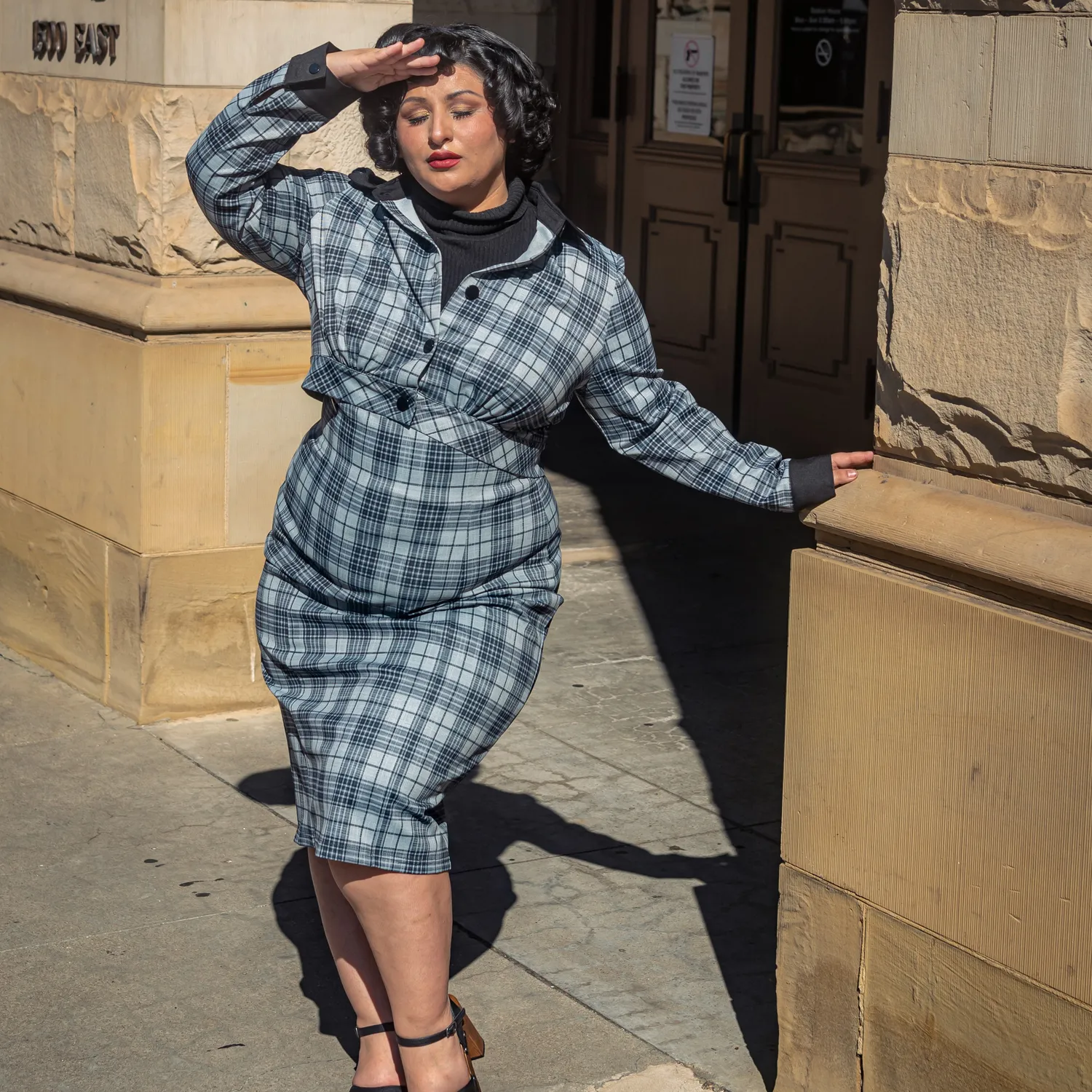 Tatyana Billie Jacket jasje charcoal plaid geruit cropped