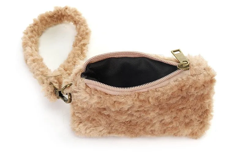 Amiek Fien camel teddy portemonnee met polsbandje