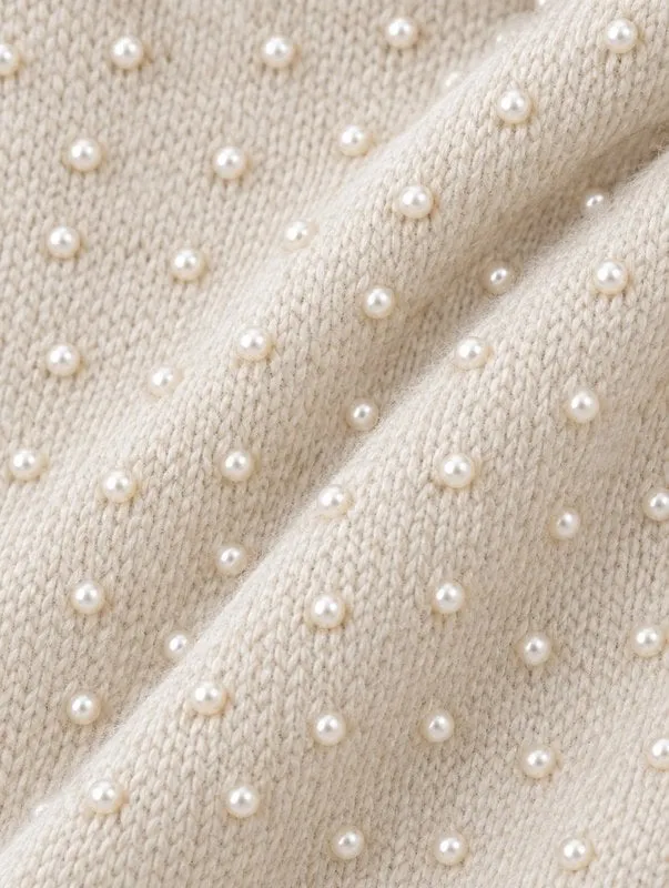 Amiek Pearly driehoek sjaaltje beige parels