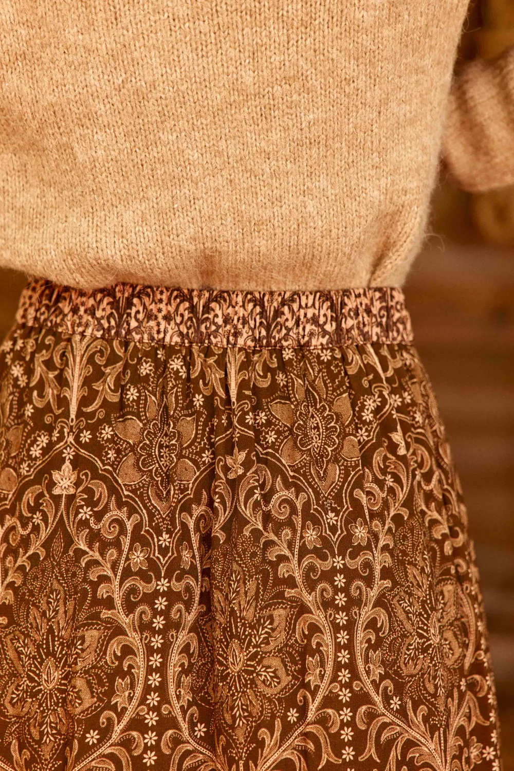 La Petite Etoile Jelly lange rok bruin boho split