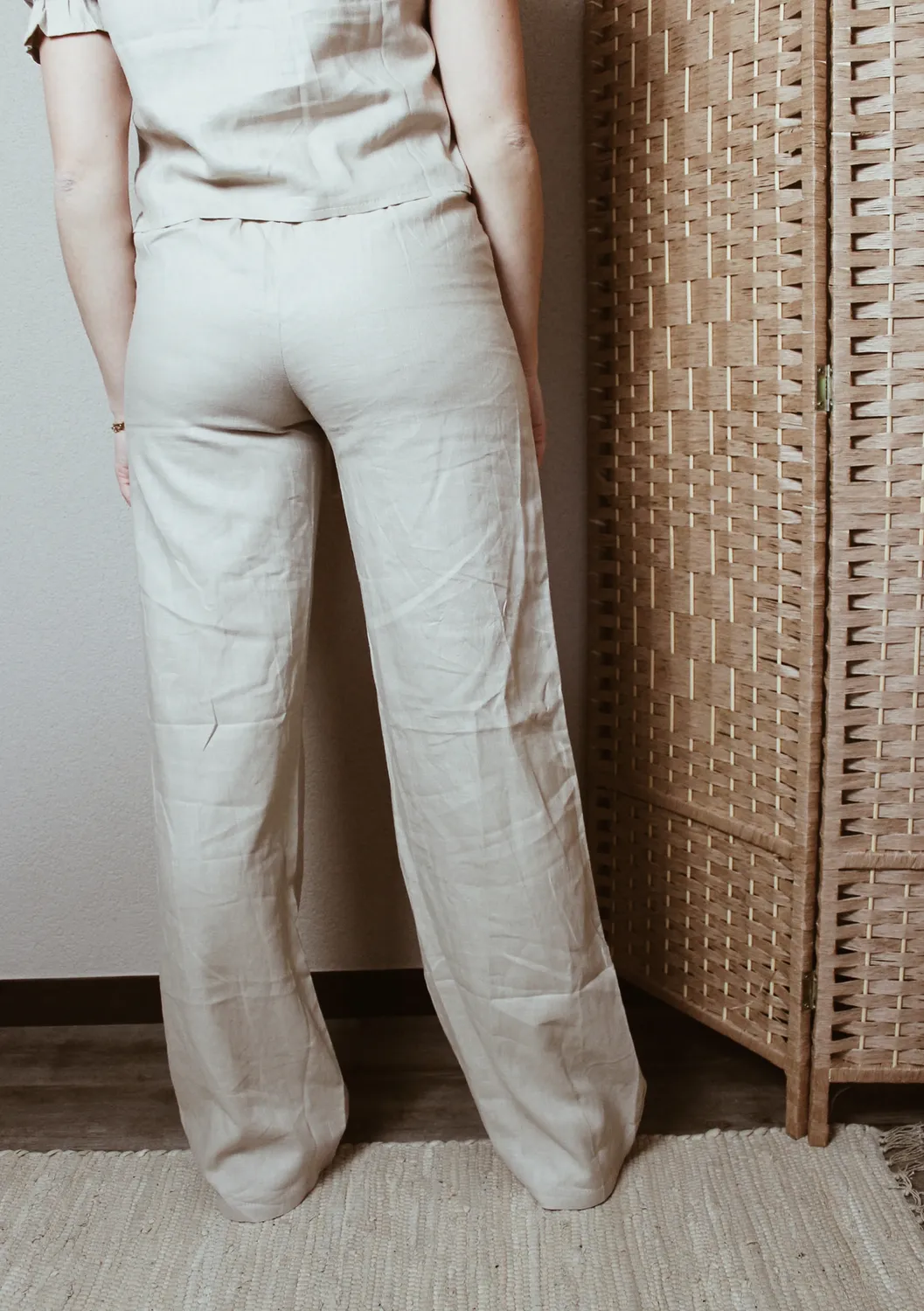LOVEDRUNKY Linnen broek beige wide leg
