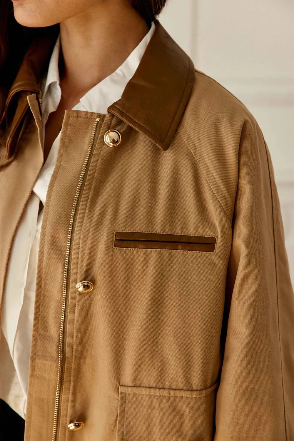 La Petite Etoile Velina parka camel kort bi-materiaal