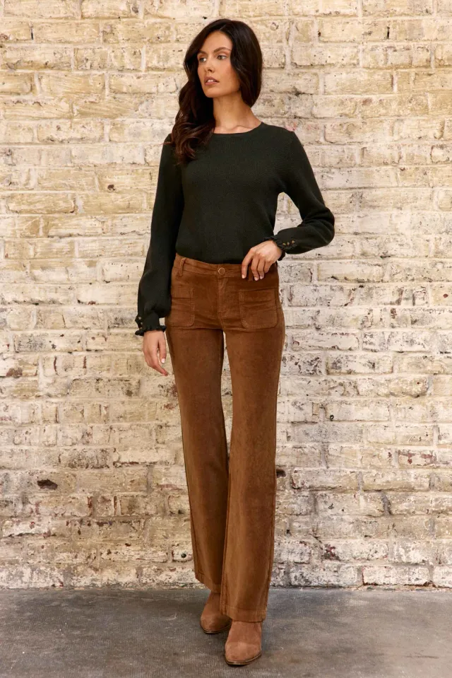 La Petite Etoile Sonny flared broek beige ribfluweel