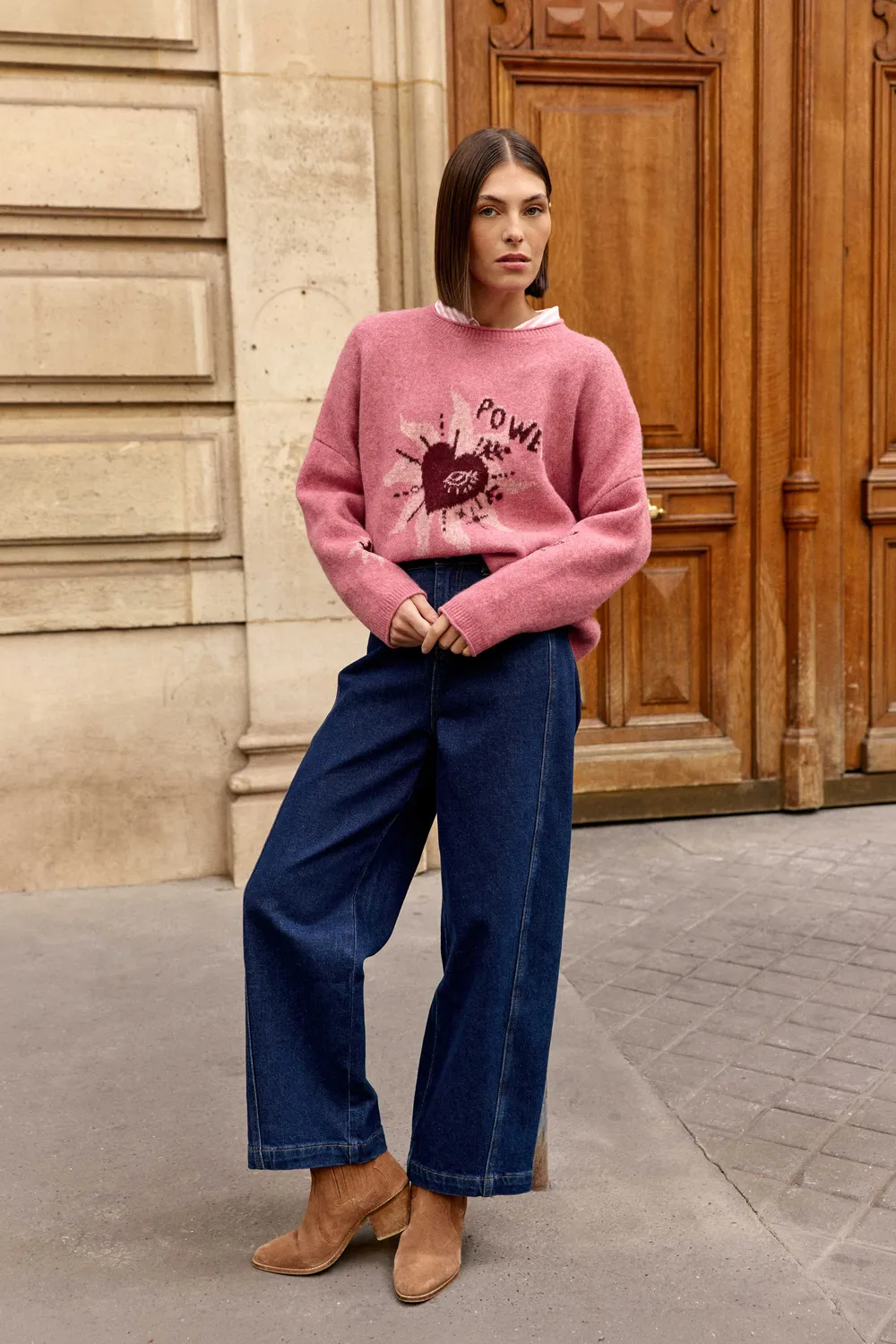 La Petite Etoile Moky gebreide trui roze hart