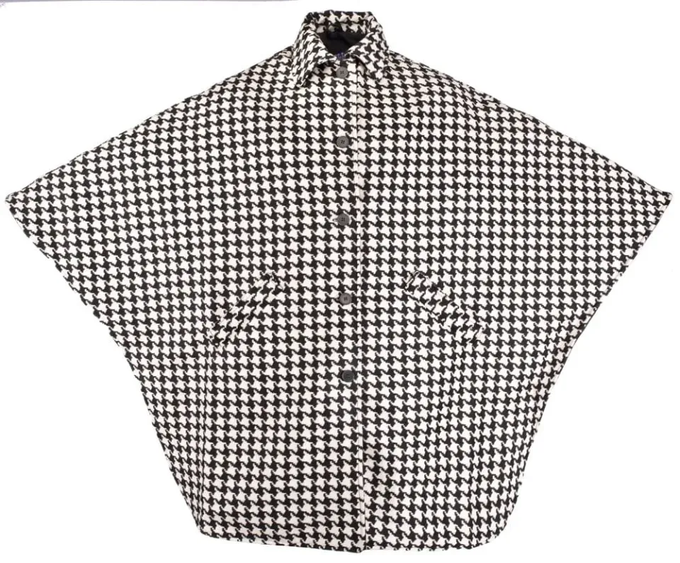 PduC luxe rolstoelcape ruit zwart-wit wol warm