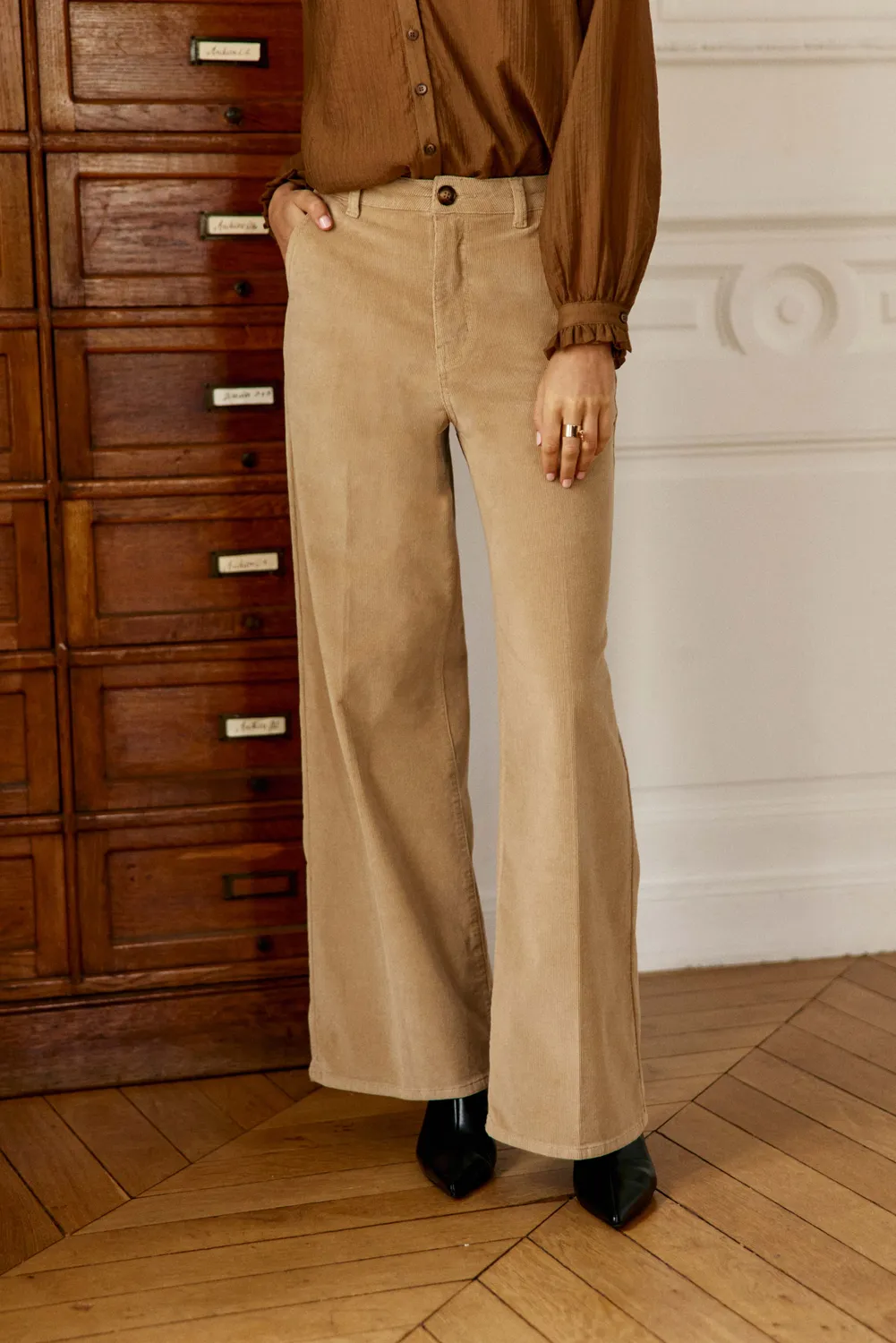 La Petite Etoile Petrona broek wijd beige corduroy