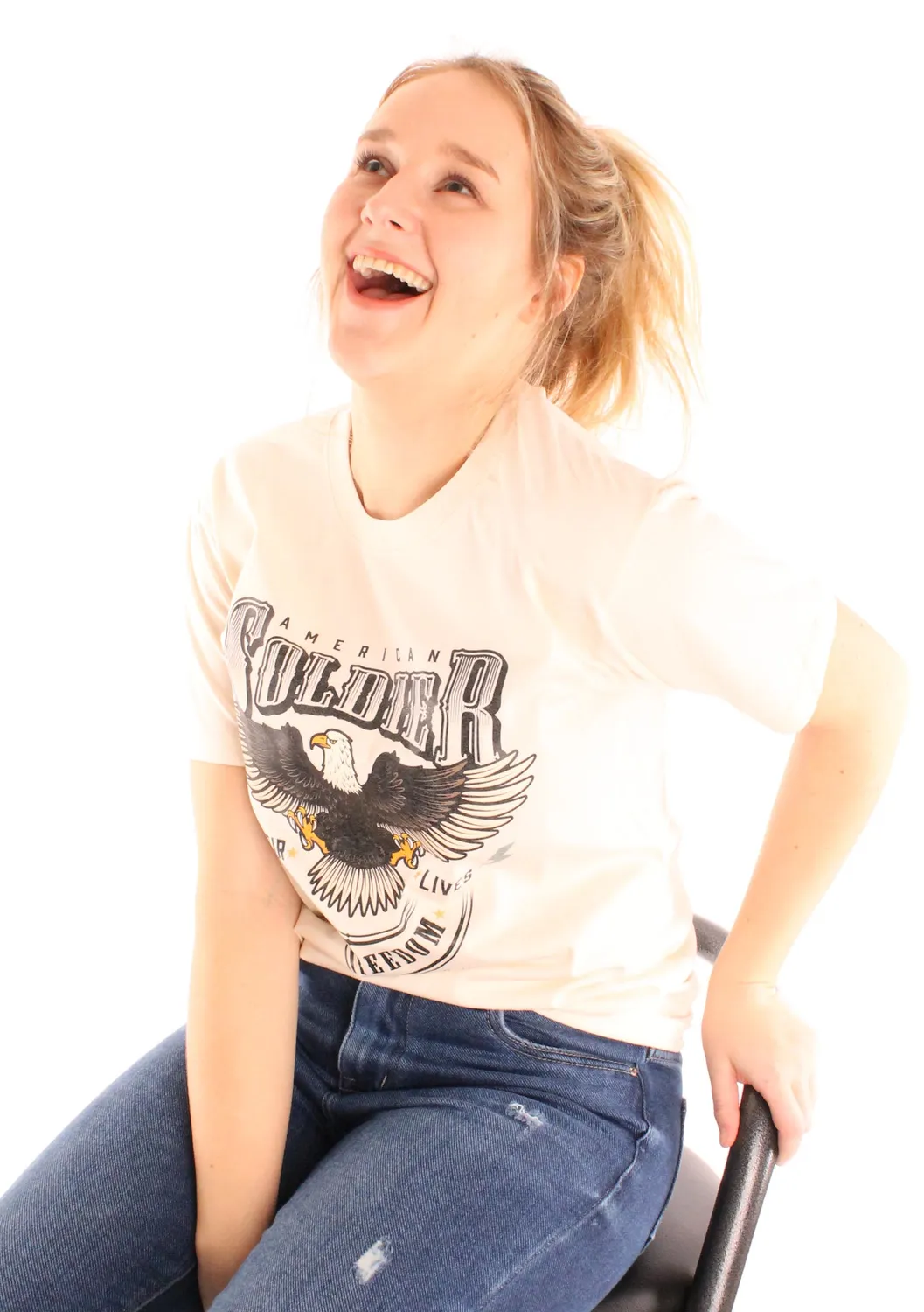 LOVEDRUNKY American Soldier T-shirt ecru stoere print
