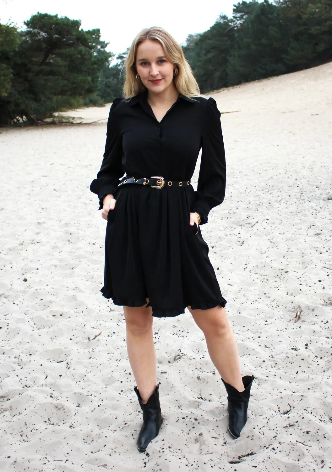 LOVEDRUNKY Shirt Jurk jurk zwart met zakken