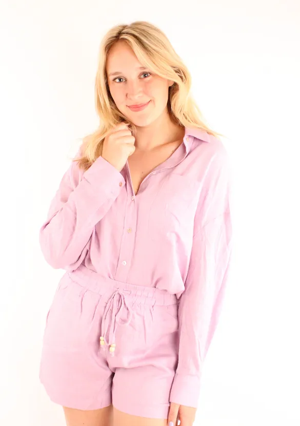 LOVEDRUNKY Linnen Blouse blouse lila oversized