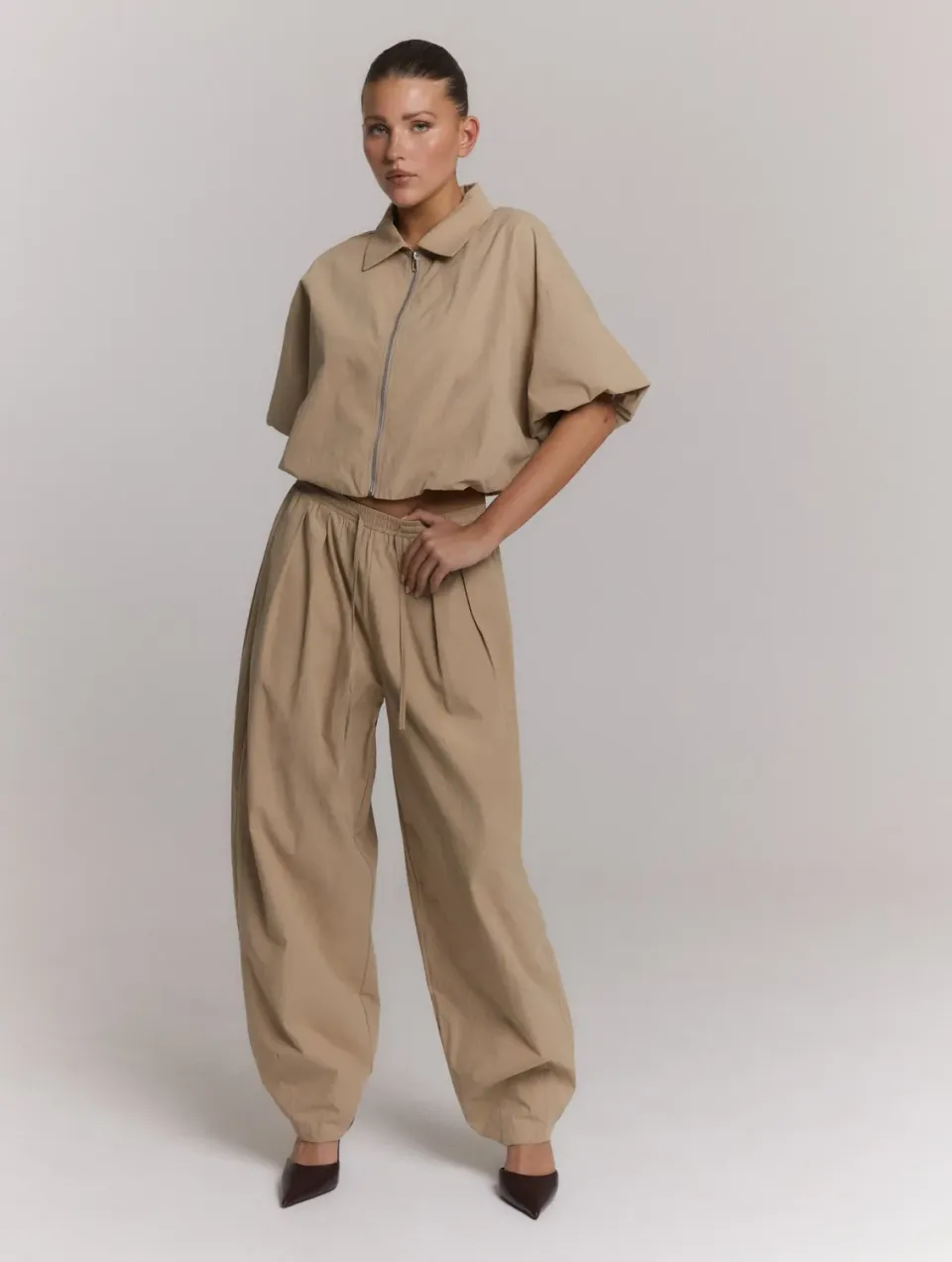 Amiek Roose pantalon sand beige natuurlijke stof